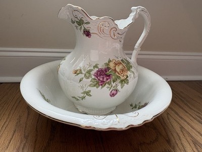 Buffalo Pottery Antique Wash Basin and Pitcher Set Cairo Floral