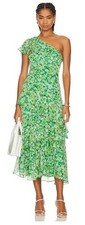 ASTR the Label Victoriana Dress Green Floral One Shoulder Size XS $138 [jb]
