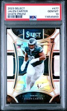 2023 Panini Select #477 Jalen Carter White Prizm Rookie Card RC /35 PSA 10