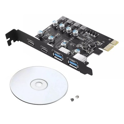 4 Port PCI-E Card 2*USB-A 2*USB-C PCI Express Extension Card USB3.0 5Gbps