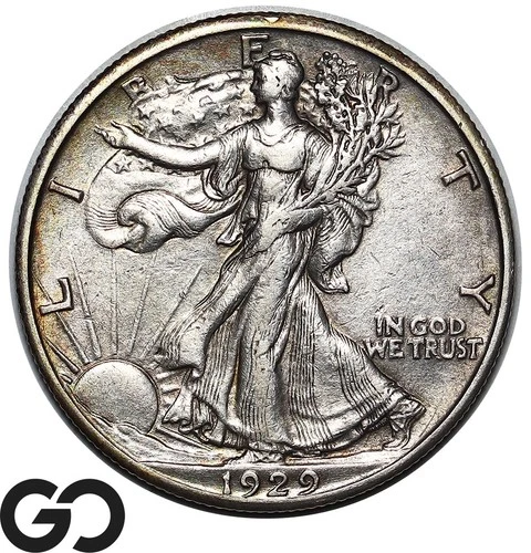 1929-S Walking Liberty Half Dollar Tough Choice AU, Better Date