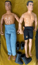 ACTION MAN BROWN FAUX FLOCKED HAIR & CLOTHING also unknown action figure