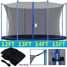 12/13/14/15 FT Round Trampoline Enclosure Net Replacement Safety Net 4/6/8 Poles