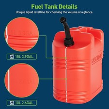 2PCS 5 Gallon Gas Can Fuel Storage No-Spill w/ Visible Stripe Durable Portable