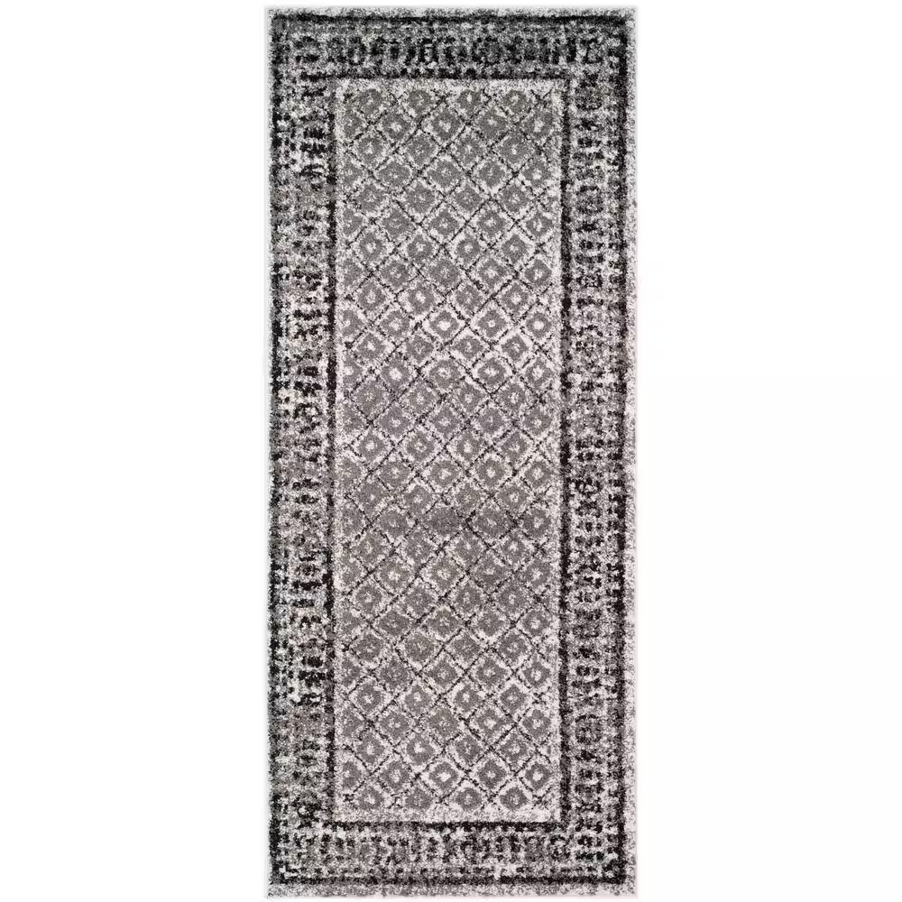 Adirondack Ivory/Silver 3 Ft. X 6 Ft. Border Geometric Runner Rug