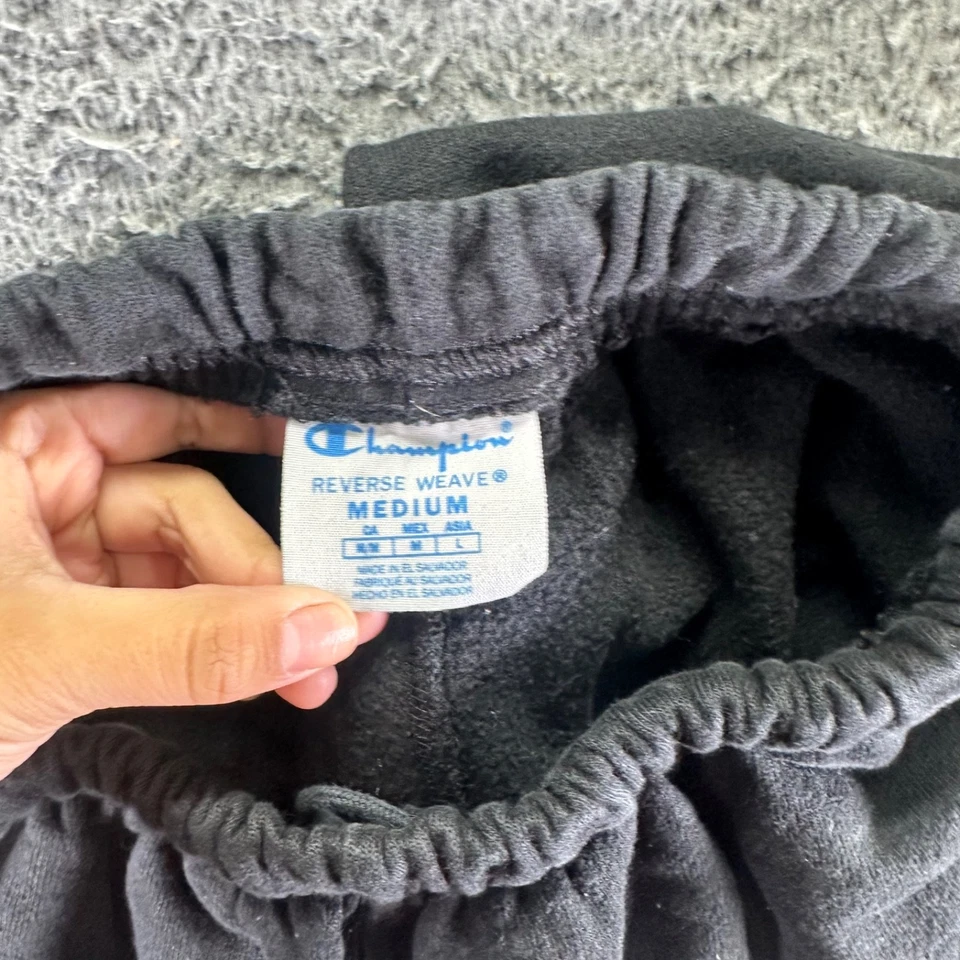 Pantalones de chándal vintage Champion tejido inverso para hombre medianos negros poliéster polar Foto 2 de 4