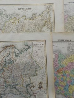 RUSSLAND und Sibirien. 4 Grenzkolorierte Karten 1844 Chartier Hptm. Radefeld