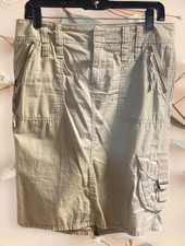 Vintage Y2K American Eagle Tan Utility Cargo Skirt Zip Flap Pockets Size 4