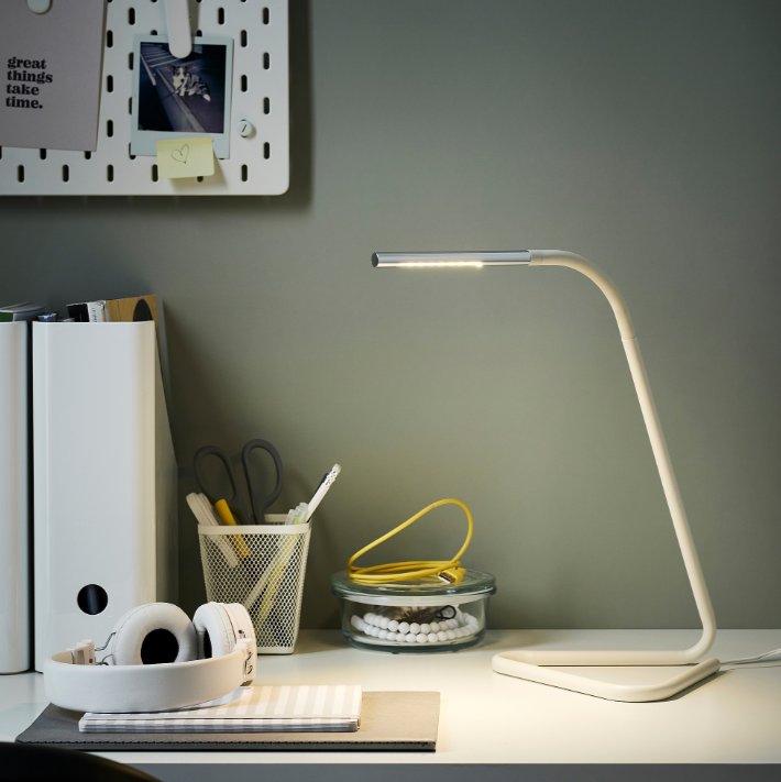 IKEA HARTE LED Work Lamp, White Silver Colour With USB port Brand