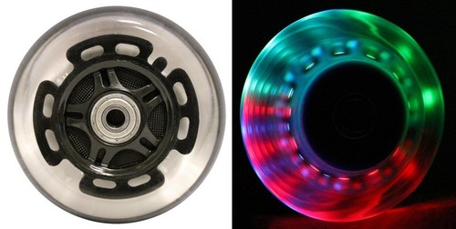 L.E.D. Scooter Wheels with ABEC 9 Bearings for Razor Scooters 100mm Light Up ...