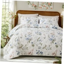 Green Floral Quilt Set Size 100 Cotton Quilt Bedding Sets - Queen Green blue