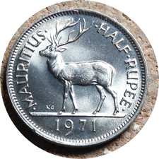 elf Mauritius Half Rupee 1971  Stag