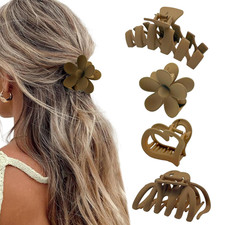 4 Pack Multi-Styles Hair Clips for Both Thin and Thick Hair,Neutral Colors Matte