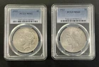 Lot of  2 Peace Dollars - 1922 PCGS MS62!+ 1923 PCGS MS63  - Graded Silver $1