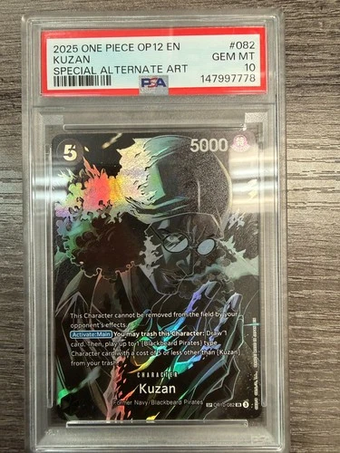 2025 ONE PIECE OP12 LEGACY OF THE MASTER OP10-082 KUZAN SP ALT ART PSA 10 GEM MT