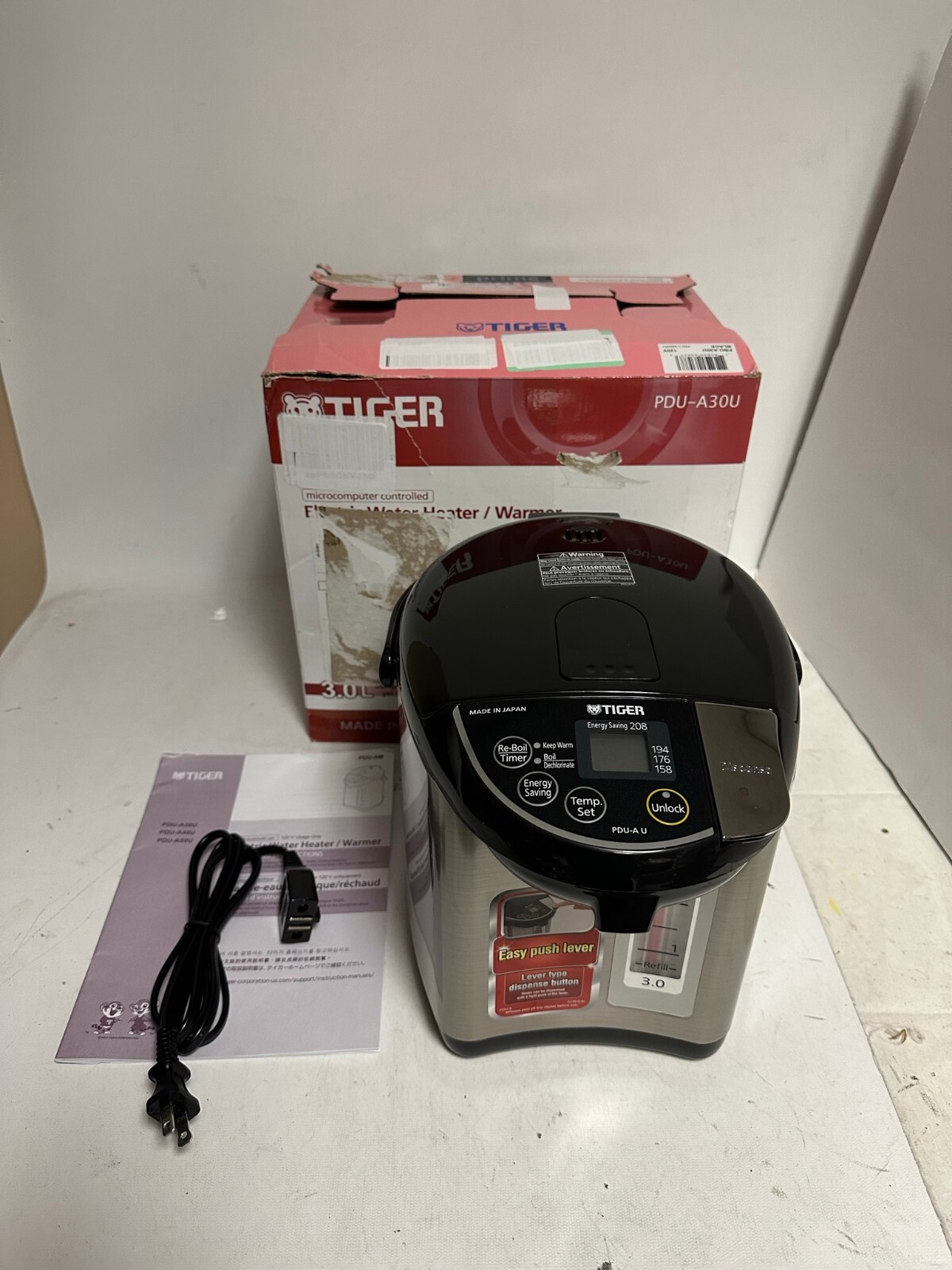 Tiger PDU-A30U-K Electric Water Boiler and Warmer, Stainless Black,  3.0-Liter | eBay