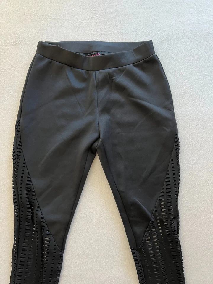 Material Niña Leggings Mujer Pequeños Negros Elastizados Corte Malla Regular Pull On Foto 2 de 4