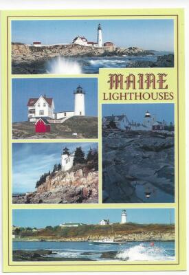   POSTCARD  MAINE LIGHTHOUSES  5-SCENE    M-3189   NEW     