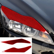 For Ford Focus 2009-2011 Front Headlight Eyelids Eyebrow Trim Red Carbon Fiber2