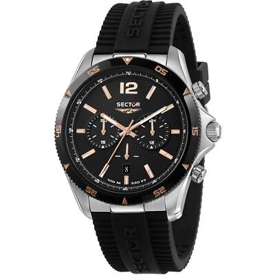Orologio Uomo SECTOR 650 R3271631002 Chrono Silicone Nero Sub 100mt