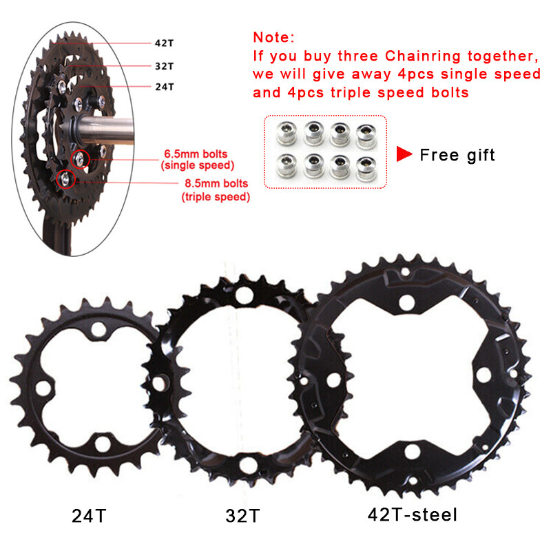 AU 104/64 BCD 24/26/32/38/42T Chainring Double/Triple Speed MTB