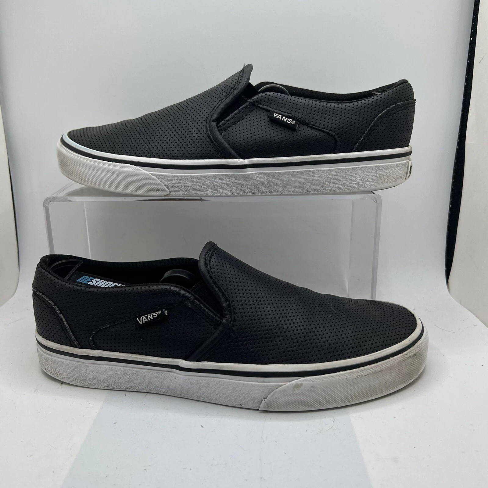 Scarpe mocassino basse classiche Vans Off The Wall 7 5 da donna in pelle nera