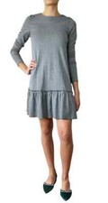 BANANA REPUBLIC Drop Waist Ponte Women's Grey Long Sleeve Ruffled Dress Sz 4