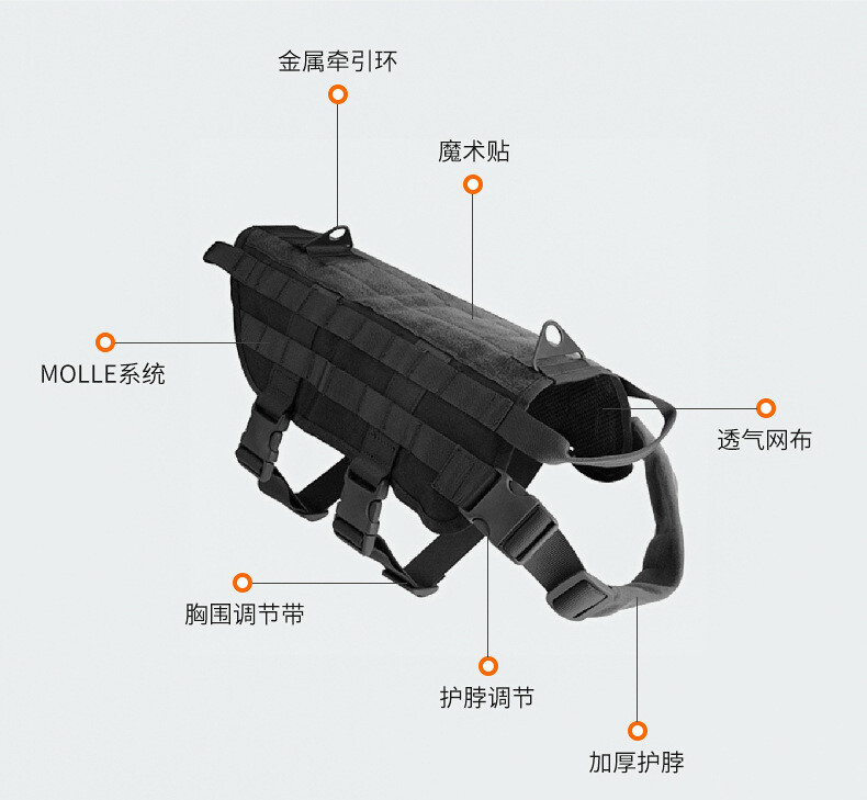 Dog Harness Tactical Vest No Pull Train for Large Medium Size Breed with Handle