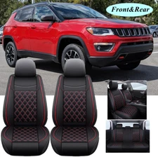 For Jeep Compass Car 5-Seats Covers Cushion PU Leather Front&Rear Seat Full Set