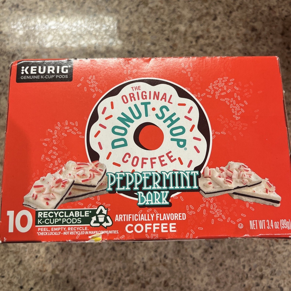 Donut Shop PEPPERMINT BARK 10 K-Cup Coffee Pods Keurig BB: 8/2025