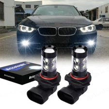 White 9006 HB4 LED Front Fog Light Bulbs For BMW 323i 325i 330i M3 Coupe E46 E60