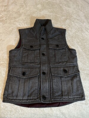 BANANA REPUBLIC Vest Size S Gray Full Zip Wool Blend Flap Pocket