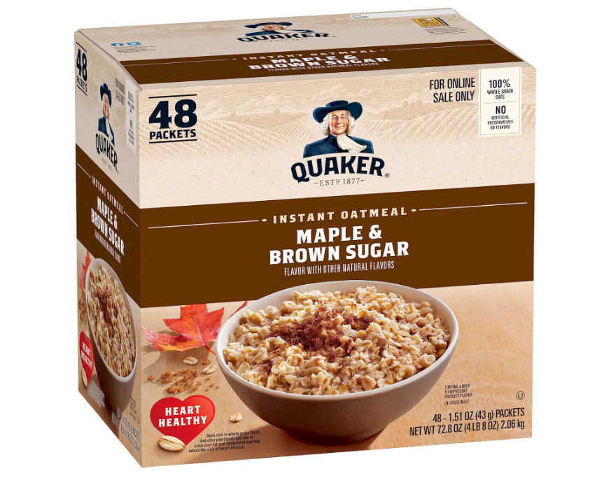 Quaker Instant Oatmeal, Maple & Brown Sugar, Individual Packets, 1.51
