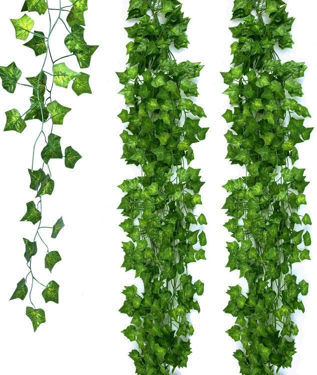 Fake Ivy Leaves Set of 12 Artificial Greenery vines for room, Fake Greenery