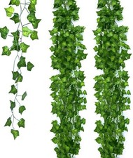 Fake Ivy Leaves Set of 12 Artificial Greenery vines for room wedding xmas decor