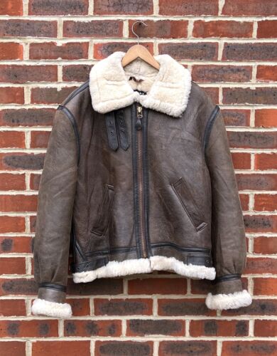 Schott Type B-3 Sheepskin Flight Jacket 46 XL XXL Brown Suede Leather Bros B3 - Picture 2 of 10