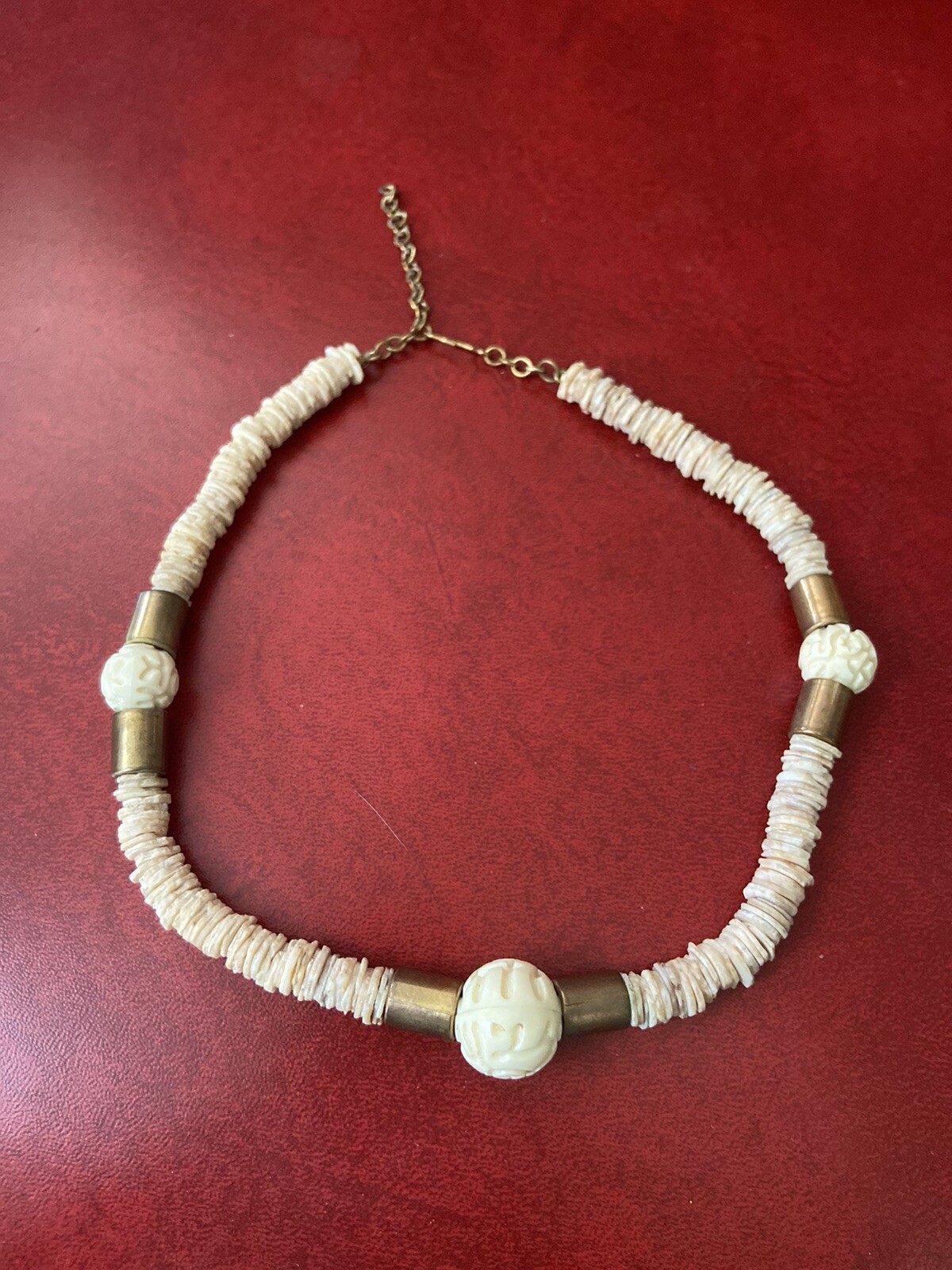 Vintage Stack Disc Shell Seashell Bead Necklace 1… - image 3