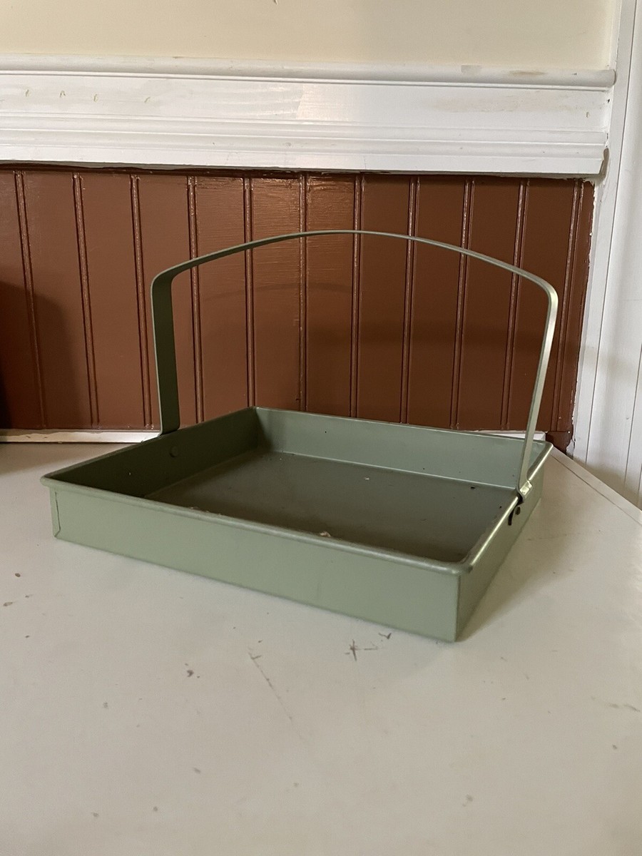 Green Metal Caddy Or Home Decor | eBay