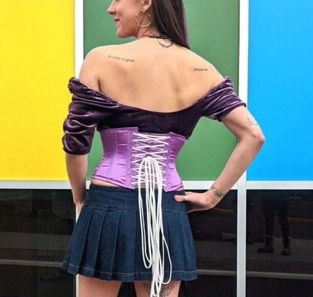 Nuevo Corsé Waspie Lavanda Satinado 38" Cierre Frontal Bajo Busto Descatalogado Foto 2 de 2