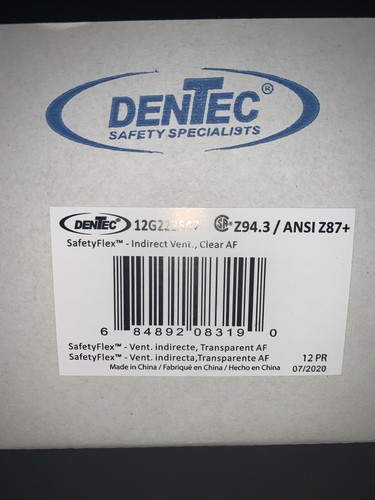 12 Pack - Dentec Indirect Vent Safety Glasses / Goggles, Anti-Fog, Clear Tint - Picture 7 of 7