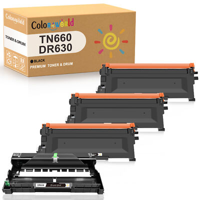 DR630 Drum + 3 TN660 Toner Combo for Brother DCP-L2540DW MFC-L2700DW MFC-L2740DW