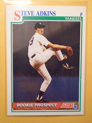 STEVE ADKINS NEW YORK YANKEES 1991 SCORE ROOKIE PROSPECT BASEBALL #716
