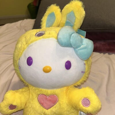 Hello Kitty Easter 14'' Side Stepper Musical Greeter Yellow Bunny Hop New W/Tags
