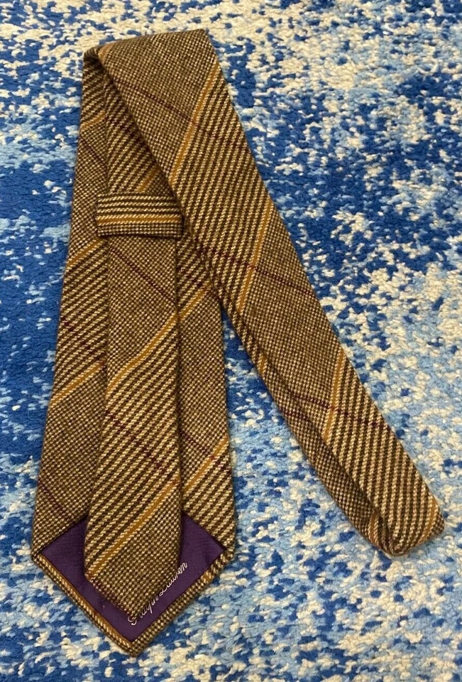 Corbata Ralph Lauren Etiqueta Púrpura Marrón Camel Borgoña Marfil Negro Cachemira Foto 3 de 4