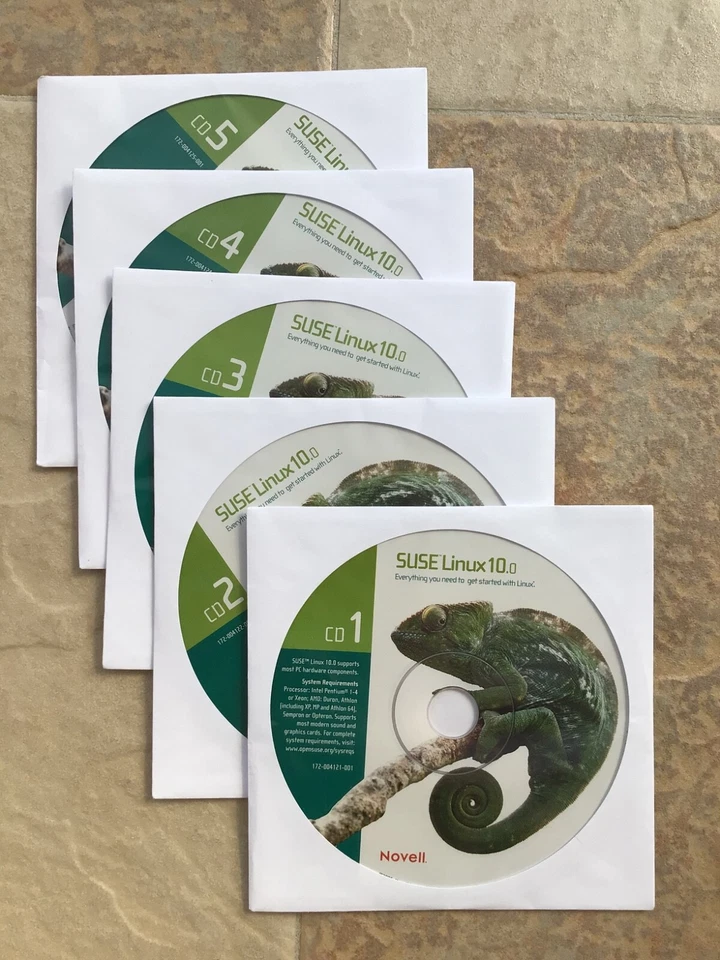 Novell SuSE Linux 10.0 installation media (5 CDs) and Start Up guide.  - Image 2 of 2