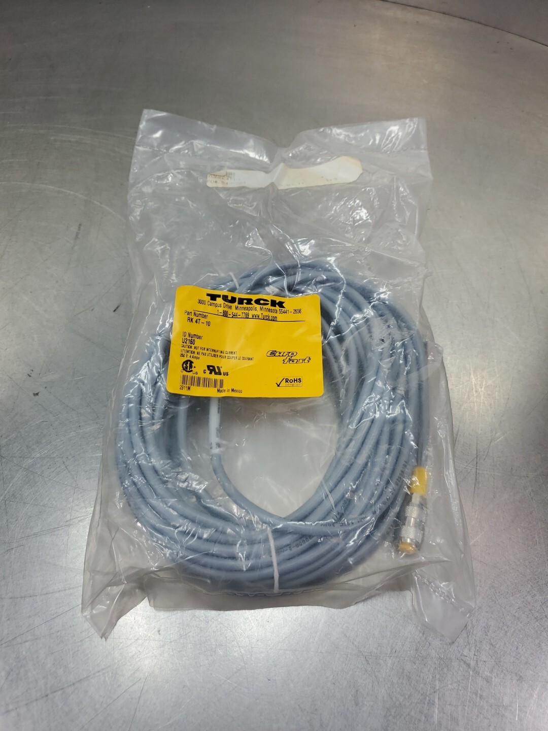 TURCK RK 4T-10 (U2160) EuroFast 250V 4A PLC Cable 5D-16