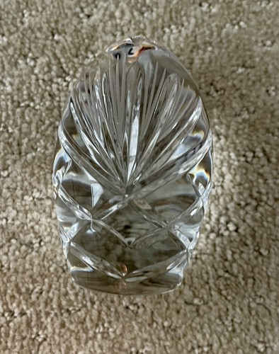 ZAWIERCIE Hand Carved Crystal Glass 4” Egg Paper Weight Hand Carved From Poland - Picture 5 of 9