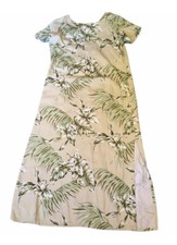 Hawaii Reserve Collection Orchids Palms Rayon Hawaiian Long Dress Vintage Size M