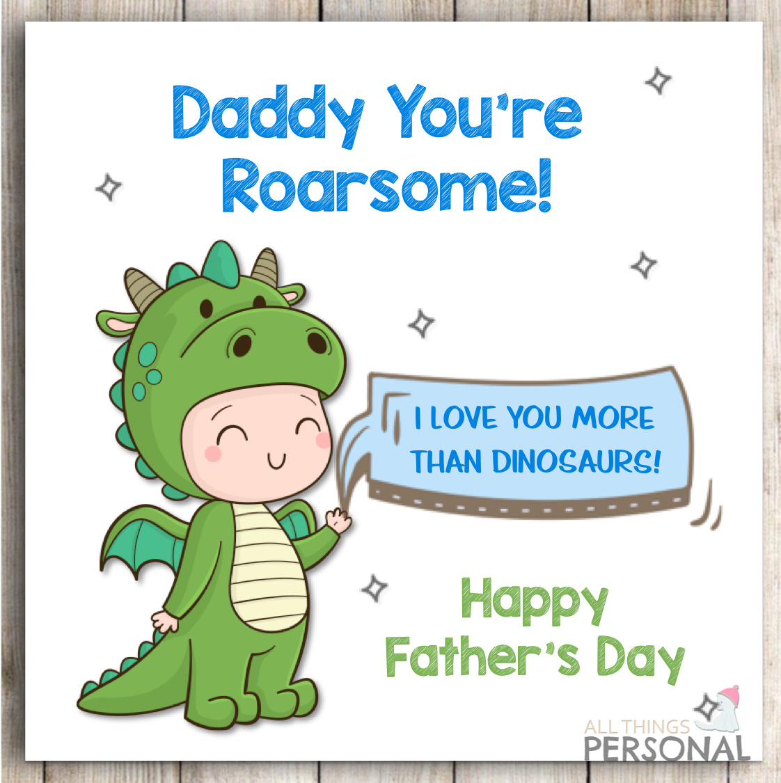 You Are Roarsome Cute Dinosaur Card for Dad for Father's 