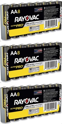 (Lot of 3) AA Rayovac Ultra Pro Alkaline Battery - 8/Pk - 24 BATTERIES TOTAL